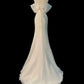 Chic Mermaid Off The Shoulder Short Sleeves Ivory Chiffon Wedding Dresses With Ruffles C3597