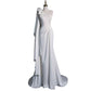 Chic Mermaid One Shoulder Sleeveless Ivory Chiffon Wedding Dresses With Flowers C3598