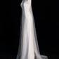 Chic Sheath High Neckline Sleeveless White Tulle Long Wedding Dresses With Beads C3599