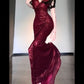 Gorgeous Sheath Spaghetti Straps Burgundy Sequin Long Evening Dress Prom Dresses Birthday Outfits C3608