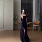 Gorgeous Sheath Spaghetti Straps Navy Blue Sequin Evening Dress Prom Dresses Birthday Outfits C3613