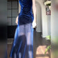 Gorgeous Sheath Spaghetti Straps Navy Blue Long Evening Dress Prom Dresses Birthday Outfits C3614