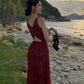 Superbe robe de soirée bordeaux à bretelles spaghetti et fourreau, tenue de bal, tenue d'anniversaire, C3618