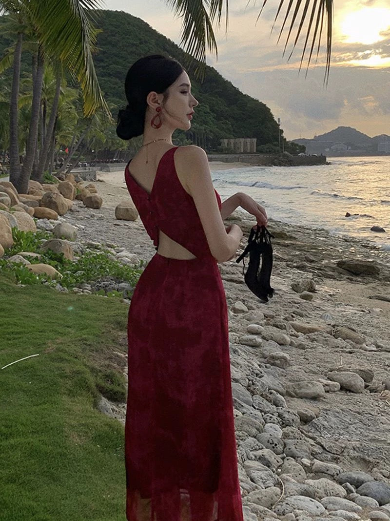 Superbe robe de soirée bordeaux à bretelles spaghetti et fourreau, tenue de bal, tenue d'anniversaire, C3618