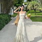 Robe de soirée longue vintage à bretelles spaghetti en dentelle blanche, robe de bal C3674