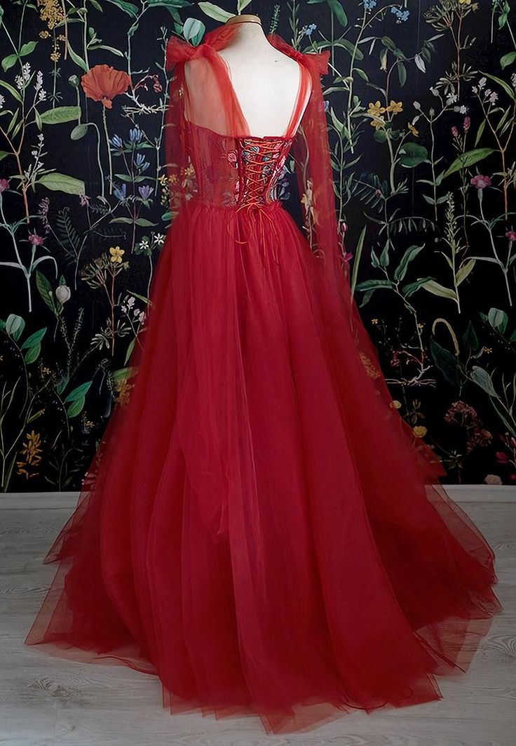 Gorgeous Red Long Evening Dress Prom Dresses Birthday Outfits C3676