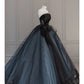Robe de bal vintage sans bretelles bleue longue robe de bal rétro des années 1950 C3736