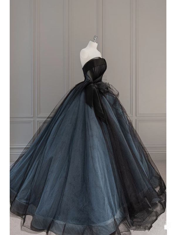 Robe de bal vintage sans bretelles bleue longue robe de bal rétro des années 1950 C3736