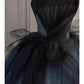 Robe de bal vintage sans bretelles bleue longue robe de bal rétro des années 1950 C3736