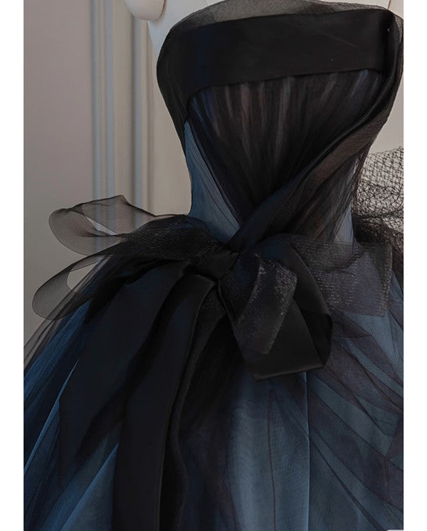 Robe de bal vintage sans bretelles bleue longue robe de bal rétro des années 1950 C3736