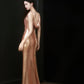 Sexy Sheath Straps Sequin Gold Prom Dresses Party Evening Dress With Ruffles C3737