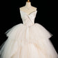 Chic Ball Gown Strapless Sleeveless White Tulle Wedding Dresses With Ruffles C3740