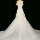 Chic Mermaid Strapless Sleeveless White Satin Wedding Dresses With Ruffles C3742
