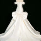 Chic Mermaid Strapless Sleeveless White Satin Wedding Dresses With Ruffles C3743