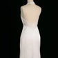 Chic Sheath Halter Sleeveless White Satin Wedding Dresses With Ruffles C3744