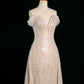 Vintage Sheath Off The Shoulder Sequin Champagne Wedding Dresses With Beads C3748