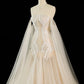 Vintage Mermaid Off The Shoulder Tulle Champagne Wedding Dresses With Pearls C3758