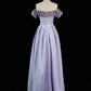 Pretty A Line Off The Shoulder Lilac Long Floral Prom Dresses Party Evening Dress C3759