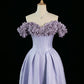 Pretty A Line Off The Shoulder Lilac Long Floral Prom Dresses Party Evening Dress C3759