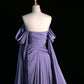 Pretty A Line Off The Shoulder Grape Satin Long Prom Dresses Party Evening Dress C3760
