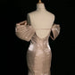 Pretty Mermaid Off The Shoulder Satin Long Champagne Prom Dresses Party Evening Dress C3762