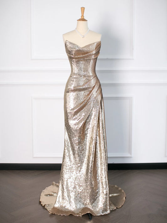 Pretty Mermaid Sweetheart Sequin Long Prom Dresses Party Evening Dress C3764