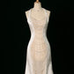 Luxury Mermaid Halter Sleeveless White Satin Wedding Dresses With Pearls C3766