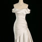 Classy Mermaid Off The Shoulder Ivory Satin Wedding Dresses With Ruffles C3767