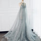 Pretty Mermaid High Neckline Sequin Long Prom Dresses Party Gown Evening Dress C3774