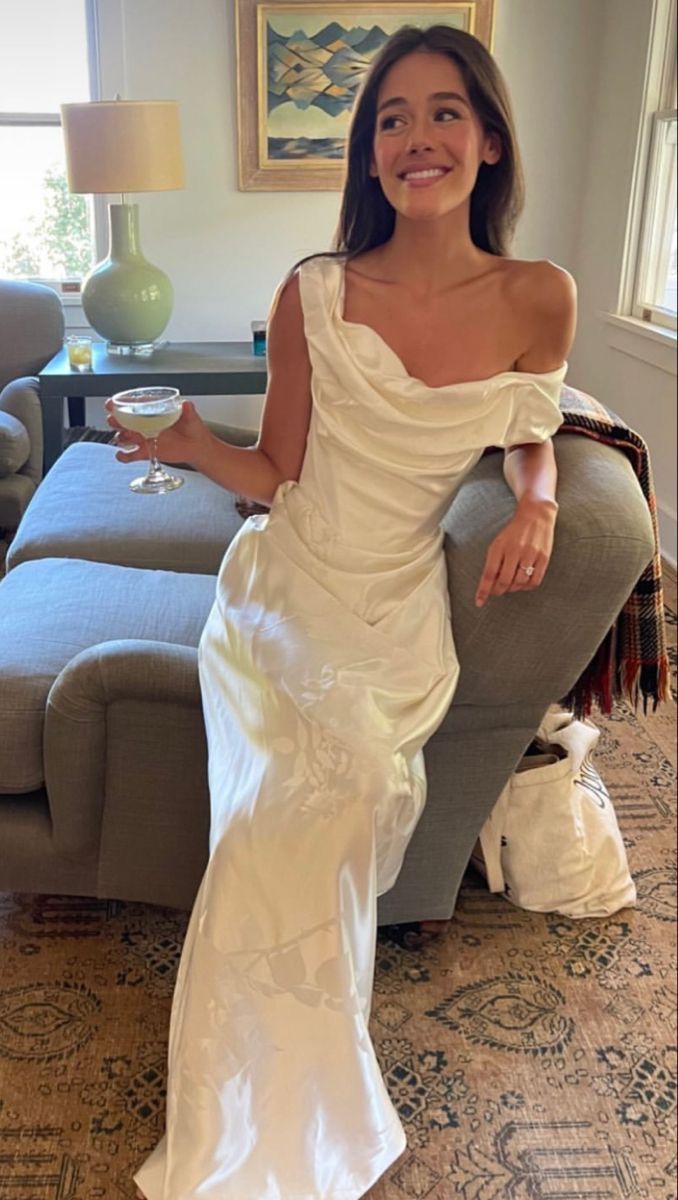 Pretty Sheath Off The Shoulder White Satin Long Prom Dresses Party Evening Dress C3777