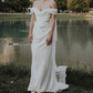 Pretty Sheath Off The Shoulder White Satin Long Prom Dresses Party Evening Dress C3777