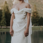 Pretty Sheath Off The Shoulder White Satin Long Prom Dresses Party Evening Dress C3777