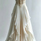 Robe de soirée trapèze perlée ivoire Maxi longue robe de soirée robes de bal robes de mariée avec volants C3778