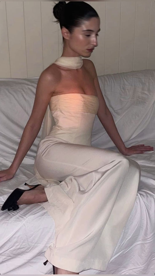 Pretty Sheath Strapless White Satin Long Prom Dresses Party Evening Dress C3779