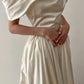 Simple white satin Bridal dress white Wedding dress With Ruffles C3781