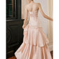 Pretty Mermaid Spaghetti Straps Pink Long Prom Dresses Party Evening Dress C3786
