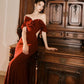 Pretty Mermaid Off The Shoulder Burgundy Satin Long Prom Dresses Party Evening Dress C3788