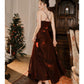 Robe de soirée longue bordeaux à bretelles spaghetti et jolie sirène C3789