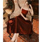 Robe de soirée longue bordeaux à bretelles spaghetti et jolie sirène C3789