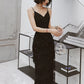 Modest Sheath Spaghetti Straps Black Sequin Long Prom Dresses Party Gown Evening Dress C3791