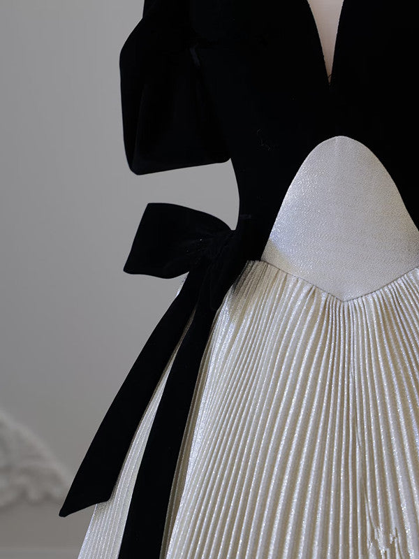 Pretty Ball Gown Off The Shoulder Black Velvet Long Prom Dresses Party Evening Dress C3798