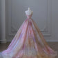 Pretty Ball Gown Sweetheart Floral Tulle Long Prom Dresses Party Gown Evening Dress C3799