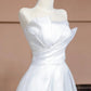 Chic A Line Strapless White Long Wedding Dresses With Ruffles C3804
