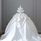 Chic Ball Gown Off The Shoulder White Short Sleeves Floral Satin Wedding Dresses With Ruffles C3806