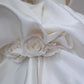 Chic Ball Gown Off The Shoulder White Short Sleeves Floral Satin Wedding Dresses With Ruffles C3806