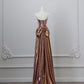 Pretty A line Strapless Sequin Long Prom Dresses Party Evening Dress With Bow C3807
