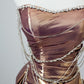 Pretty A line Strapless Sequin Long Prom Dresses Party Evening Dress With Bow C3807