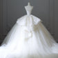 Robe de mariée en satin et dentelle blanche sans manches, robe de bal chic, sans bretelles, avec volants, C3809