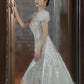 Robe de mariée longue sirène intemporelle à épaules dénudées en tulle blanc et sequins C3812