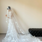 Robe de mariée sirène blanche de rêve en tulle et dentelle avec appliques et voile C3819